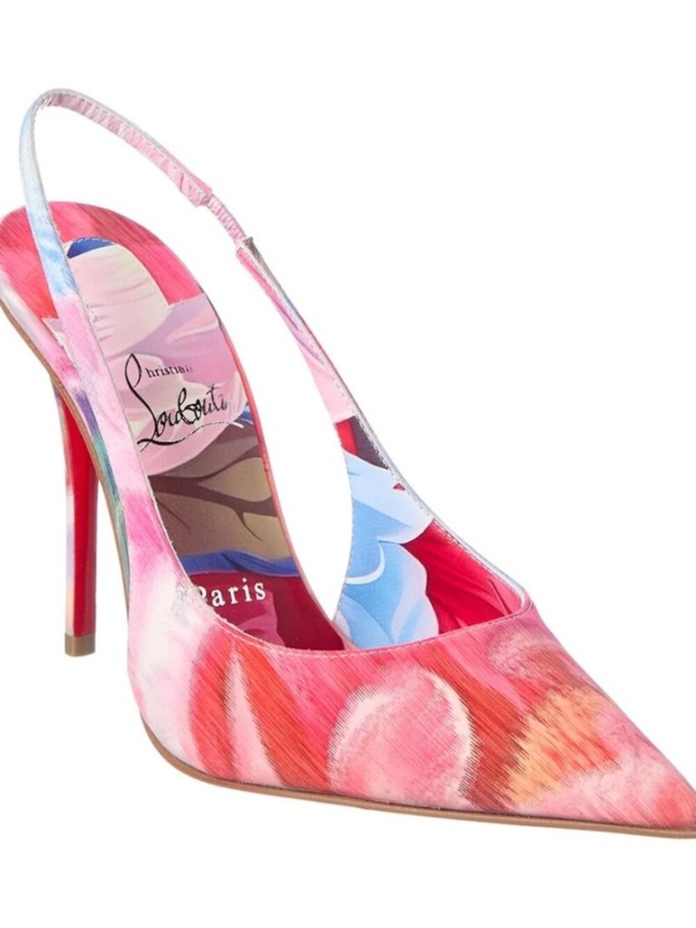Christian Louboutin MISS Z SLING BACK 100 Silk Peonies Sandals Heels Shoe - Picture 3 of 16